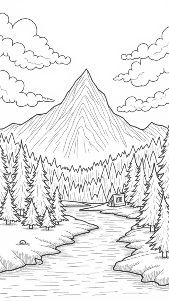 coloring page of mountains